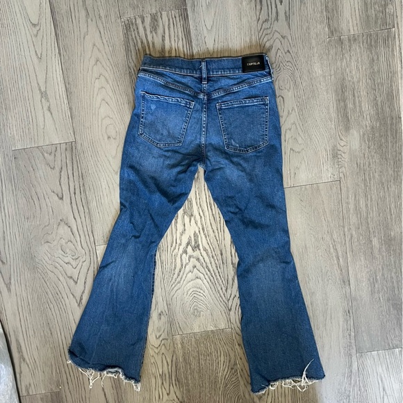 Express Distressed Blue Mid rise Flare Jeans - Picture 5 of 11